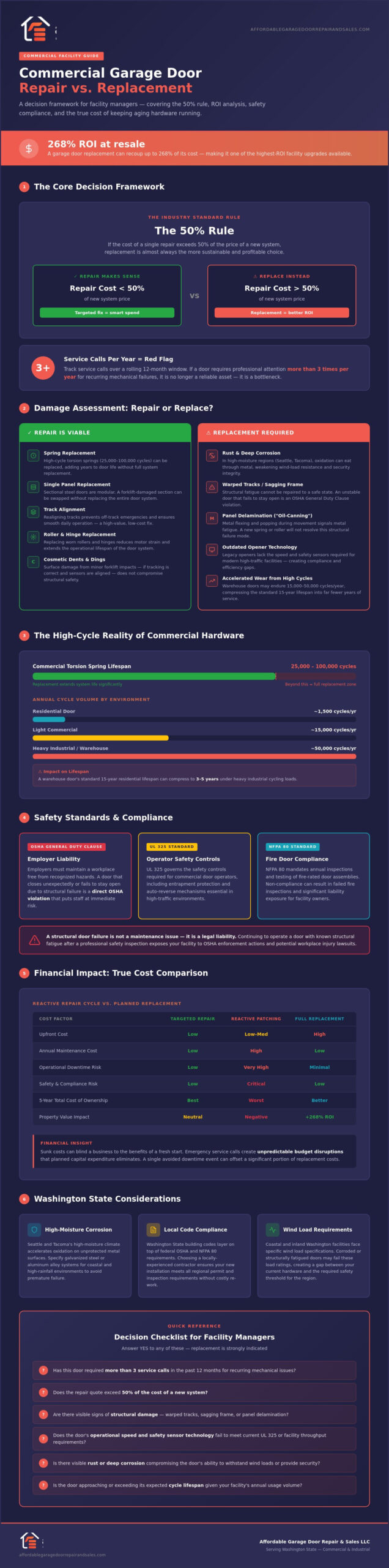 Commercial Garage Door Repair vs. Replacement: A 2026 Business Guide 1 Commercial Garage Door Repair vs. Replacement: A 2026 Business Guide