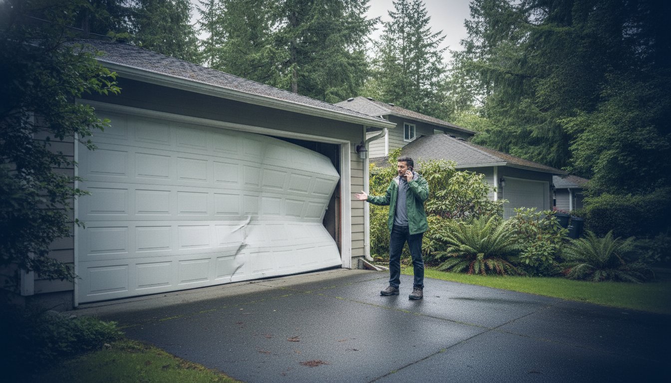 Garage Door Collision Repair: What to Do After a Hit